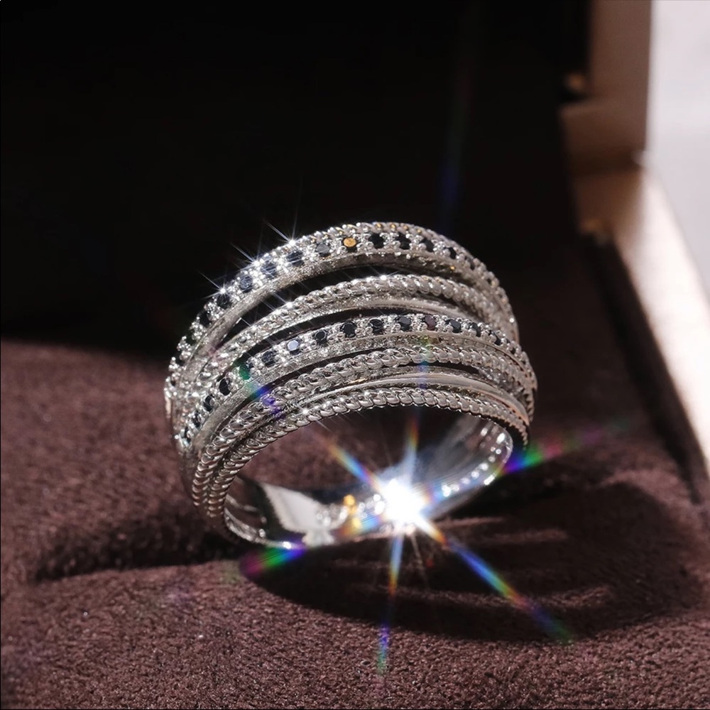 New Women’s 925 Silver Stackable Sapphire Ring - Picture 3 of 5